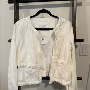 LOFT Women's Ivory Blazer with Braided Trim
